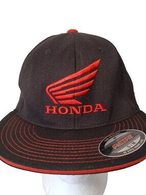 Honda Redwing Cap Hat S/M Racing Black Red Wing Logo Auto Flex Fit Fitted